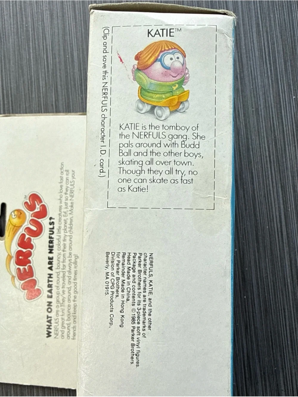 Nerfuls Parker Brothers Katie With Skates Vintage 1985 Toy Figure - New in Box